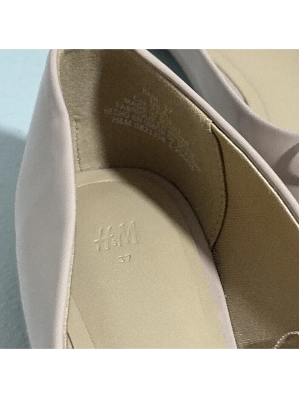 H&M Shoes Womens 37 Slip On Ballet Flats Nude Patent Leather Comfort Slip On US6